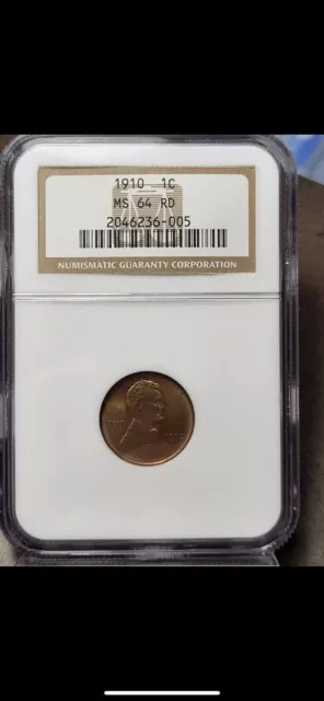 1910-P Lincoln Cent Ngc Ms 64Rd! Very Rare Penny***