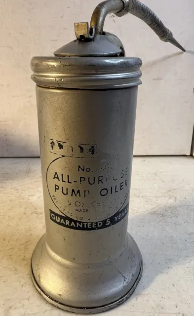 Oil Can ~ Vintage Eagle No. 33F All Purpose Pump Oiler 6 oz Capacity Silver