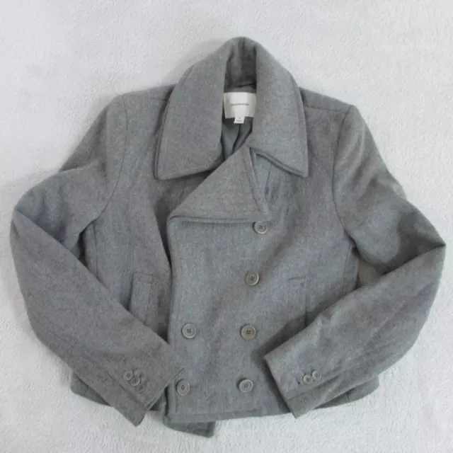 Country Road Jacket Womens Medium Grey Wool Blend Pea Coat Button Up