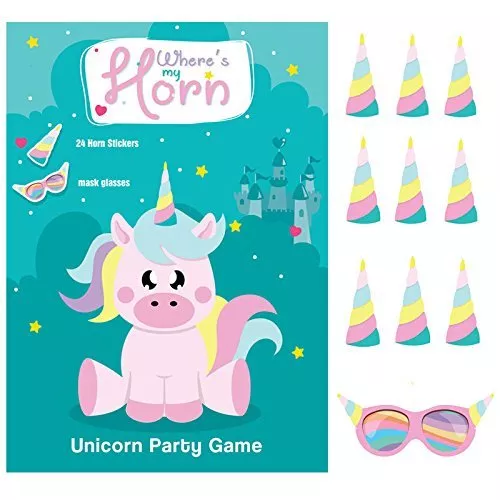 Clavija El Cuerno En Unicornio Juego Fiesta Cumpleaños Niños Unisex Tabla 24