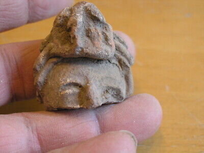 Ancient pre-columbian Terra-cotta Pottery Effigy Face Head 1.25x1.375x1"  , 21g 2