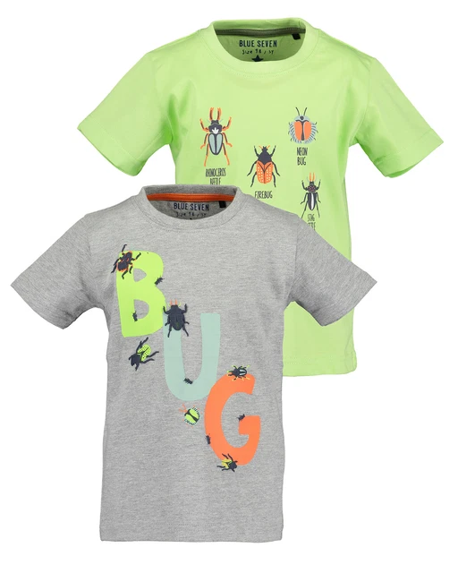 Ragazzi Superiore Manica Corta T-Shirt 2er Set Nicki Grigio Verde Bambini