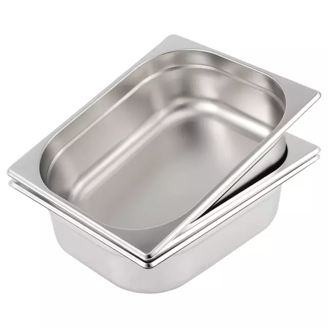 3 Pack 1/2 Size X 4 Inches Deep, Silver Steam Table Pan 22 Gauge Stainless Steel