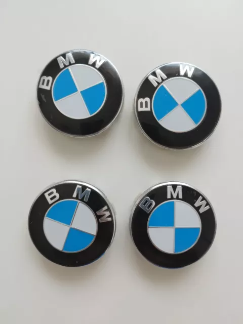 4 Tapas llantas bujes para BMW con borde cromado 68mm centros ruedas 36136783536