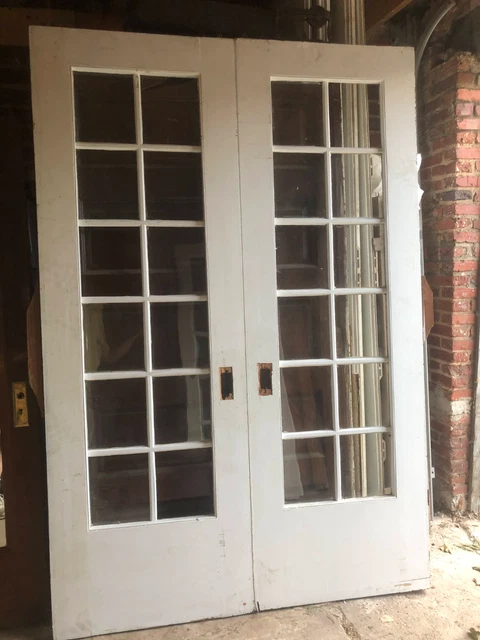 Pair of 12-Pane Antique 30x90” Pocket/French Doors / 1.75" thick / Heavy
