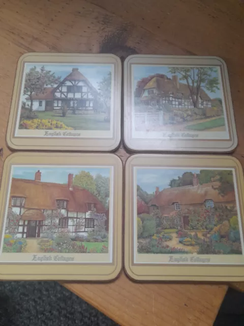 4X English Cottages Coasters, Place Mats, Beer Mats Tableware