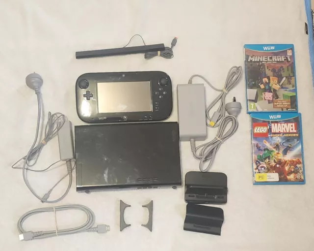 Nintendo Wii U Console Black 32gb Bundle PAL - Tested Working