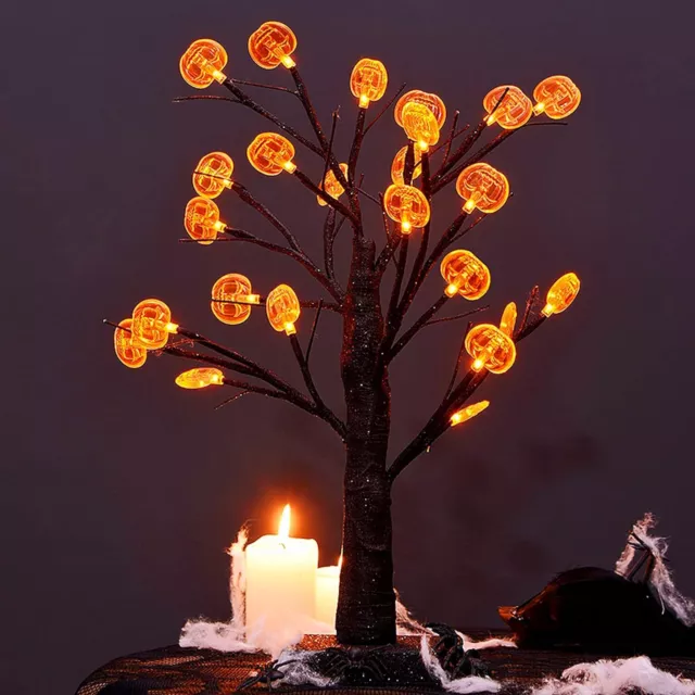 Twinkle Star 24 LED Lighted Halloween Tree, Battery 1.5FT, Black and Yellow