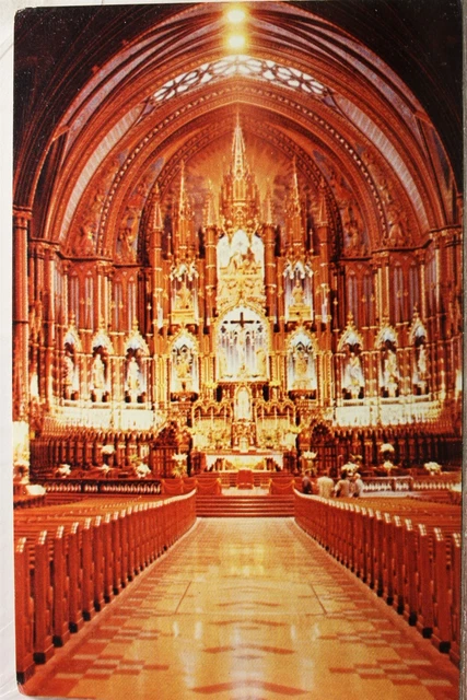 Canada Quebec Montreal Notre Dame Church Interior Postcard Old Vintage Card View