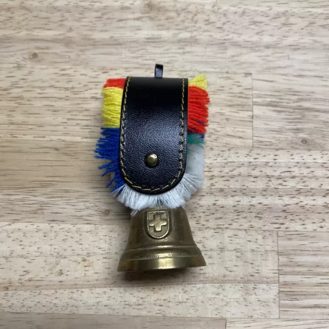 VINTAGE SWITZERLAND BRASS Cow Bell Goat Sheep Strap Made In Austria 25