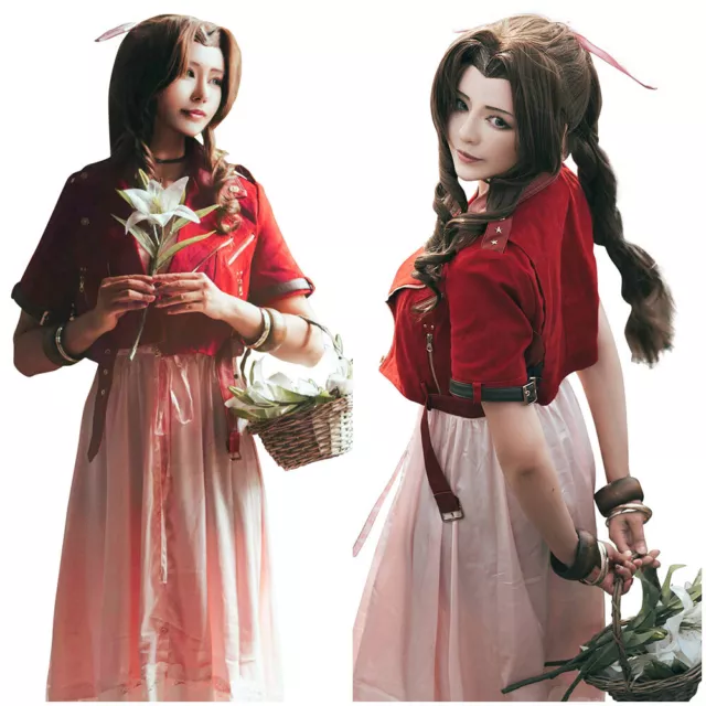 Final Fantasy VII Remakes Aerith Gainsborough Cosplay Costume Halloween Dress