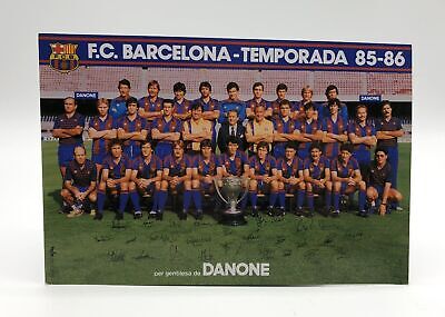 Postal Fc Barcelone Saison 85-86 Modèle Complet Signatures Imprimées Danone.