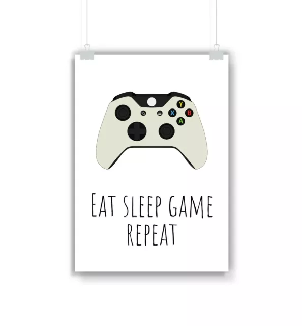 Xbox One Eat Sleep Game Repeat Print, Gaming, Gift, Gamer, Gifts, Poster, Art