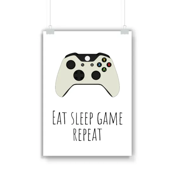 Xbox One Eat Sleep Game Stampa ripetuta, gioco, regalo, giocatore, regali, poster, arte