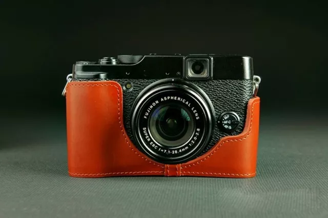 Handmade Vintage Half Real Leather Camera Case Camera Cover Bag for FUJI X20 X10