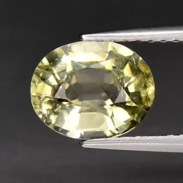 GLC Certified 1.70Ct Natural Yellowish-Green Tourmaline Oval Shape Gem See Video