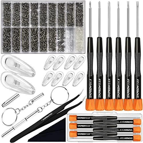 Eyeglass Repair Tools Kit, Glasses ScrewdriverSet with Screws, Nose ...