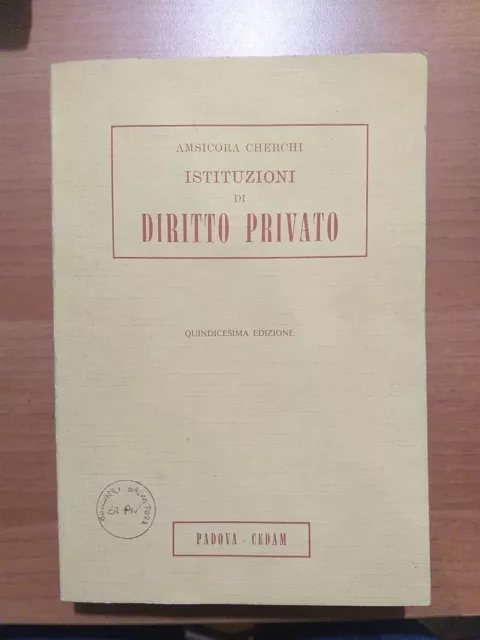 Amsicora Cherchi Istituzioni Di Diritto Privato Cedam 1978