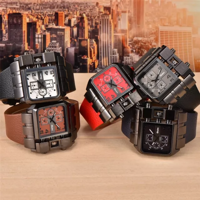 Casual Wristwatch Square Dial Wide Strap Men's Quartz Watch Luxury Brand