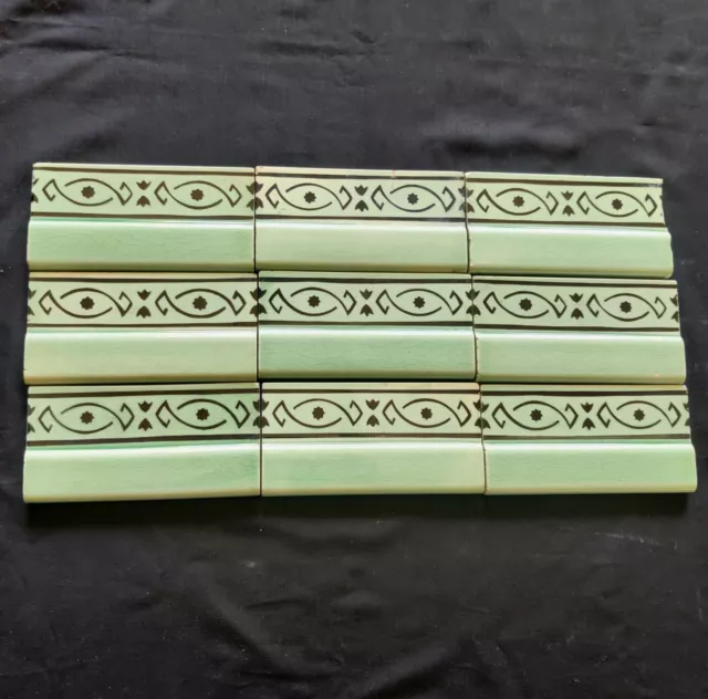 1940s Vintage Architecture Furniture Tiles 9 Pcs Majolica Art Nouveau Japan