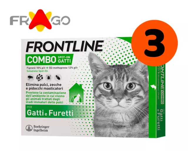 Frontline Combo Gatto 3 pipette - Antiparassitario Spot on Gatti - Scad 12/2024
