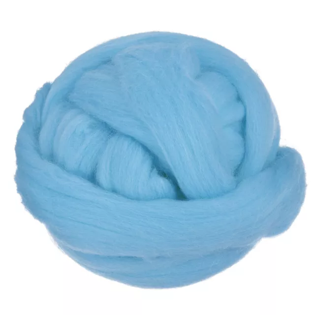 Needle Felting Wool, 3.5 Oz Nature Fibre Wool Yarn Roving (Glass Blue)