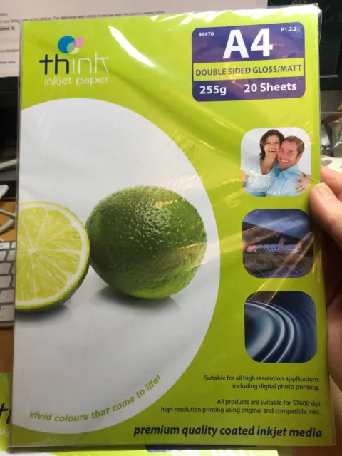 Think inkjet Photo Quality Inkjet Paper A4 255grams Gloss/Matt 20 Sheets