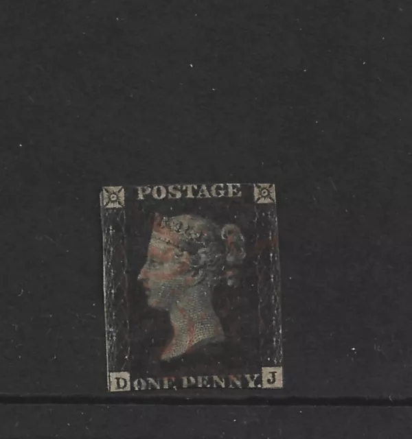 queen victoria stamps one penny black DJ used as scan