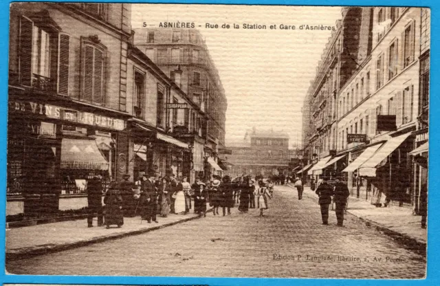 Cpa 92 Asnieres - Rue De La Station Et Gare D'asnieres