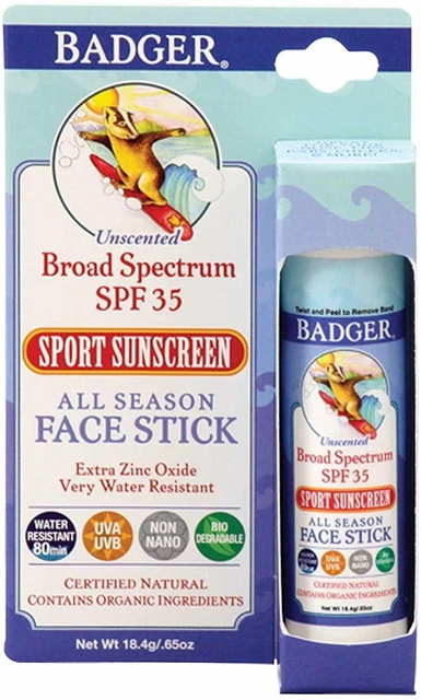 Palo facial deportivo transparente zinc FPS 35 de tejón, 0,65 oz