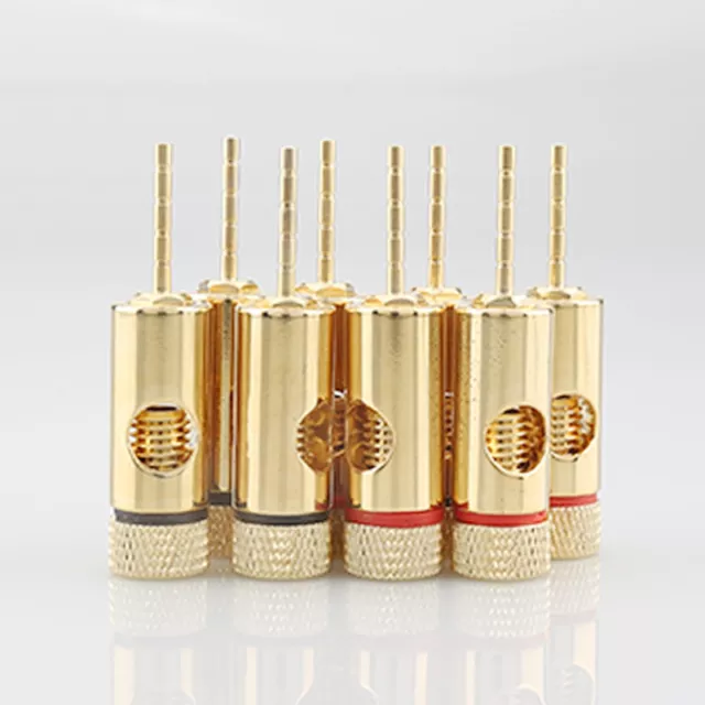 4pcs Gold Plated HI-FI 2mm Pin Speaker Audio Cable Banana Plug Connector Adapter