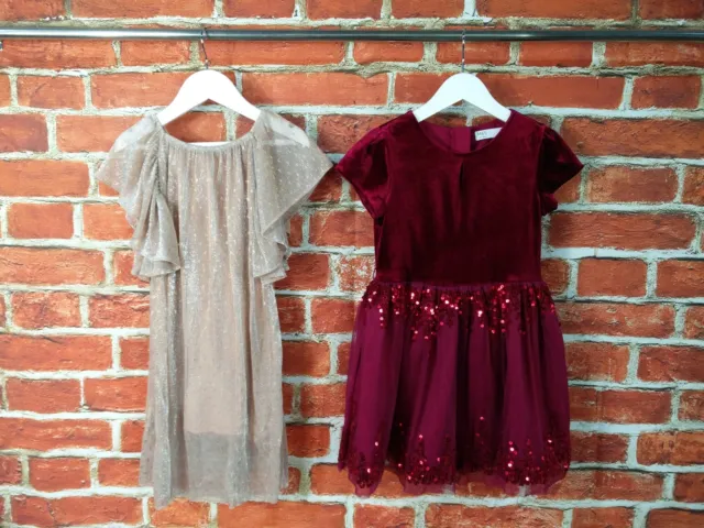 Girl Bundle Age 5-6 Years Next M&S Dresses Red Velvet Gold Christmas Party 116Cm