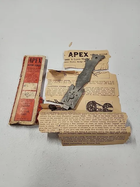 Vintage APEX KEEN EDGE Glass Cutter Knife & Scissors Sharpener w/ Box ¿