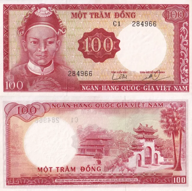 Viet Nam Vietnam South 100 Dong ND 1966 P 19a UNC Watermark Dragon NR