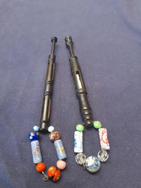 2 Dark Wood Mother And Babe Lace Bobbins