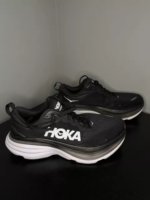 HOKA ONE ONE Bondi 8 Black & White Shoes (1127954-BWHT) Women's Size 8 ...