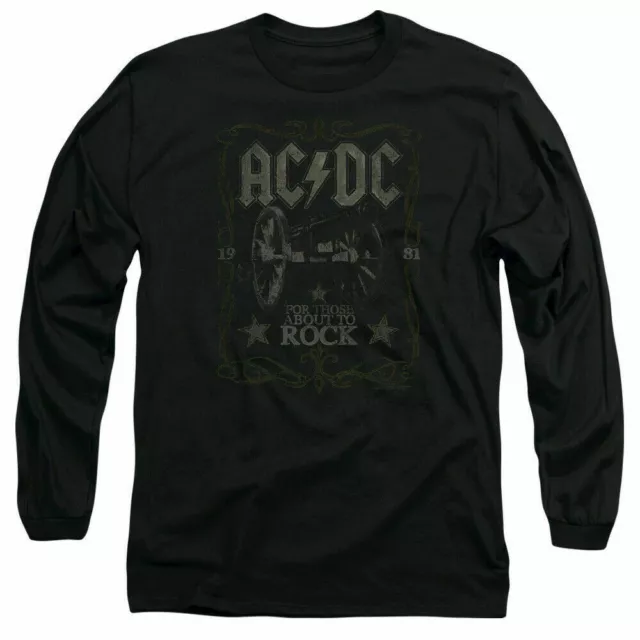 AC/DC Rock Label Long Sleeve Shirt Mens Licensed Rock N Roll Music Band Black