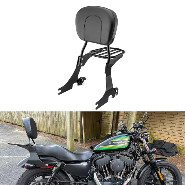 Detachable Backrest Sissy Bar W/ Rack For Harley Sportster XL 1200 883 2004-2023