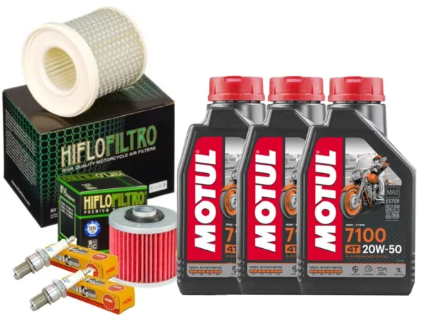 Kit Tagliando Yamaha Xv 535 Virago Motul 7100 20W50 Filtro Olio Aria Candele