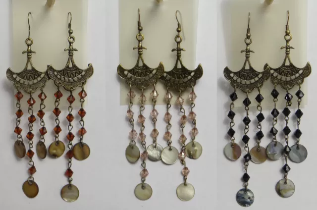 Bronze color metal chandelier beaded anchor/tower shape dangle hook Earrings