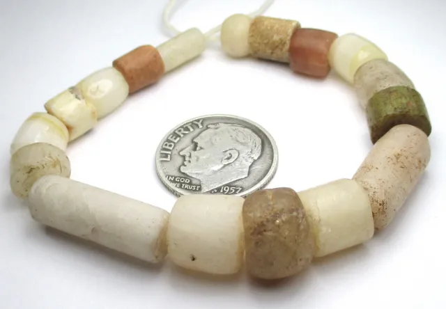 17 Rare Amazing Ancient Graduated Mixed Agate/Stone Mali Beads