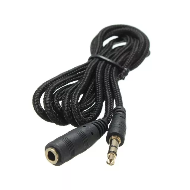 Rallonge Tressee 3.5Mm De 2 Metres Pour Prise Jack Femelle 3.5Mm A Male Noir