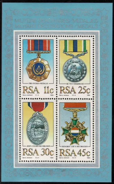 South Africa 1984 Military Decorations Souvenir Sheet - Set Of Four Stamps - MUH