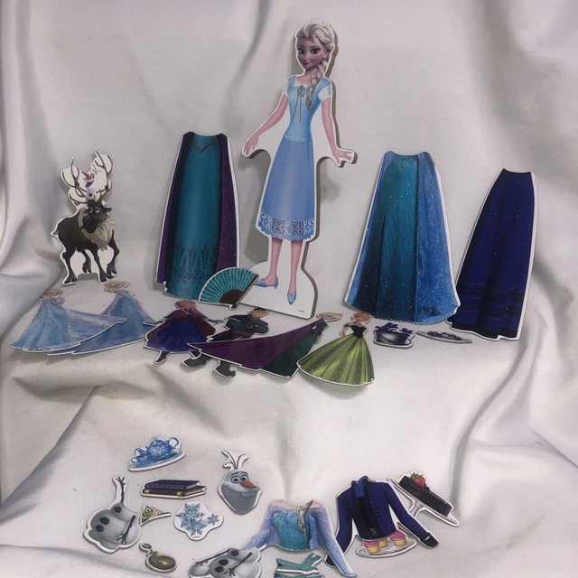 DISNEY FROZEN PRINCESS Elsa Dress Up Wooden Doll 29 Piece Play