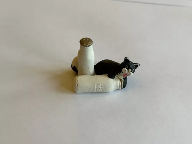 Peter Fagan Colour Box Cats Milk Bottle Black  Scottish Cat Figurine Vintage