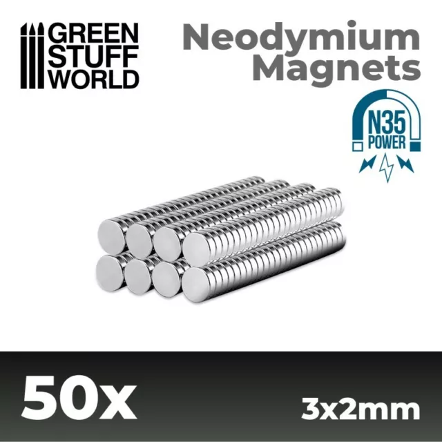 50x Aimants néodymes 3x2mm (N35) - Super aimants - Neodymium - Néo-aimants