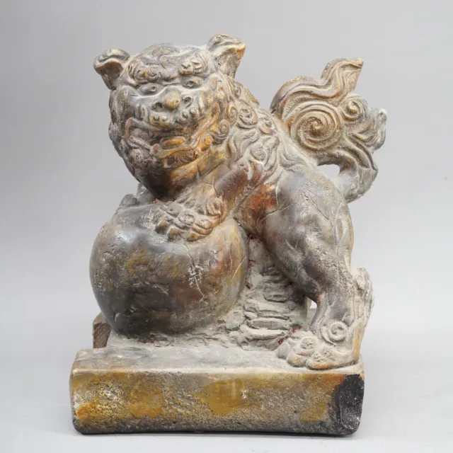 Old Vintage Chinese  Asian Foo Dog Lion Sculpture Zisha  Feng Shui Guardian