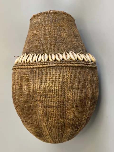 Ethiopan AfricaTribal Boorana Gorfa Woven Milk Container Jug Vessel Cowrie Shell