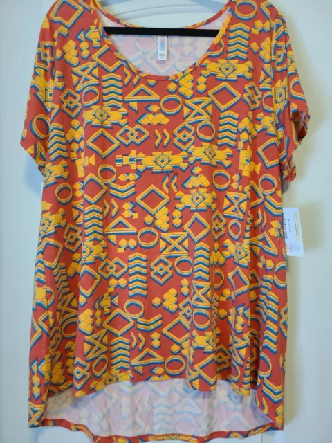 NWT LuLaRoe 3XL CLASSIC T Shirt Solid Dark Orange Red Yellow Blue Aztec CUTE!!