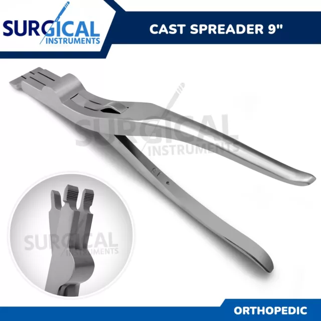 Three Prong Cast Spreader 9" Spring Action Serrated Jaws Orthopedic German Grade
